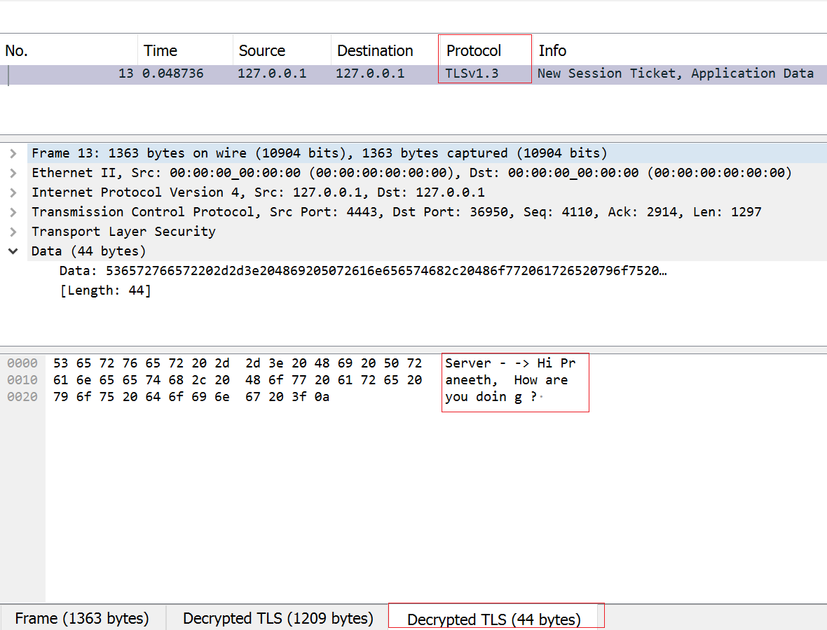 TLS1.3 Data Communication b/w Client & Server using python sockets ...
